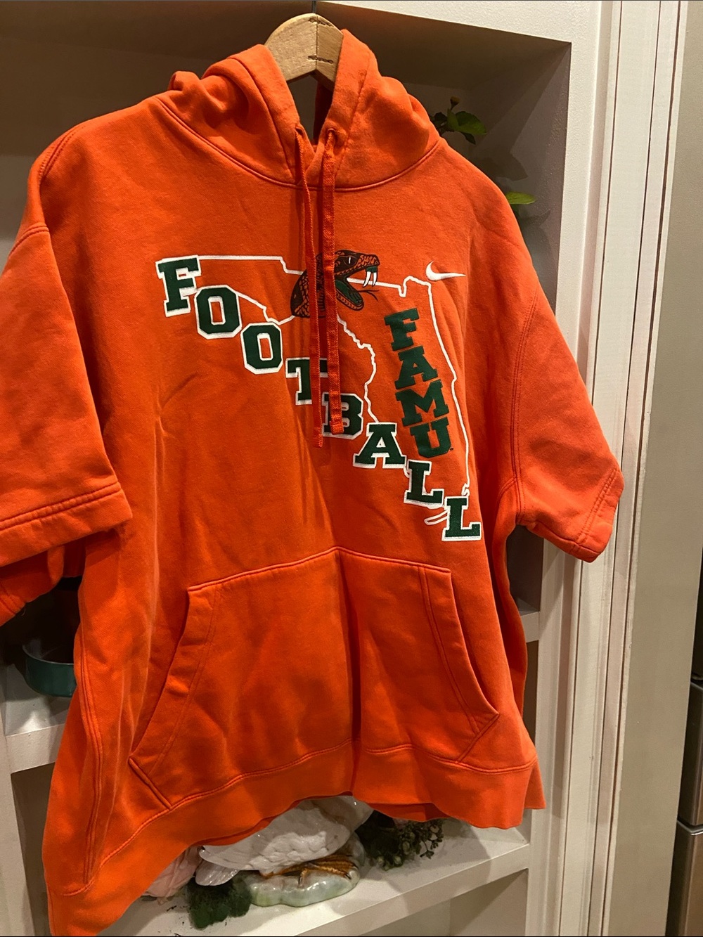 Nike Orange FAMU Football Short-Sleeve Hoodie Club Fleece Florida A&M Rattlers